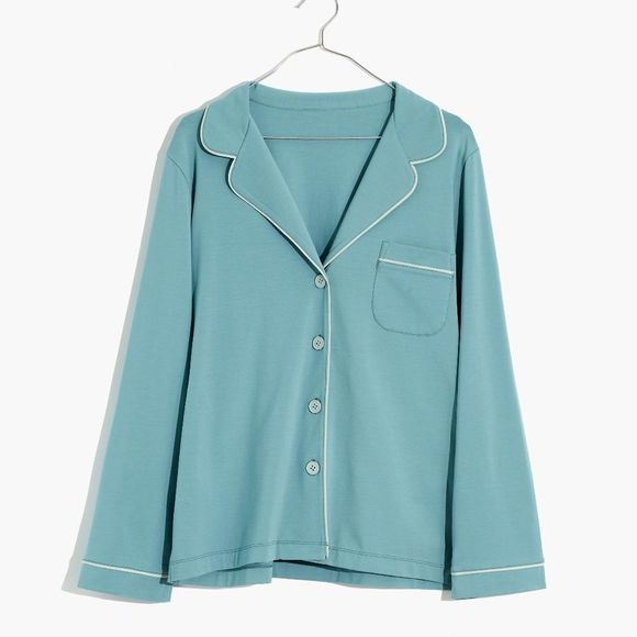 New MADEWELL Size M Knit Bedtime Long-Sleeve Pajama Top in Summer Breeze - Picture 1 of 3